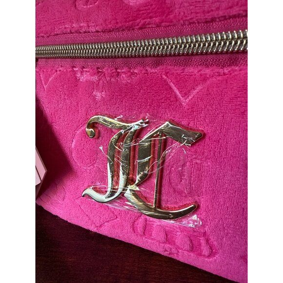 Juicy Couture Pink Velour Vanity Bag Cosmetic Case With Gold Logo - Picture 12 of 16